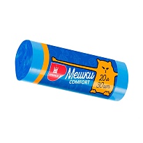 Мешки для мусора 20 л, синие, в рулоне 30 шт., ПНД, 8 мкм, 500х400 мм, Comfort, М0017 (МН 20-30с) в Арзамасе