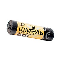 Мешки для мусора 30 л, черные, в рулоне 30 шт., ПНД, 7 мкм, 600х500 мм, ШМЕЛЬ, 4625 в Арзамасе