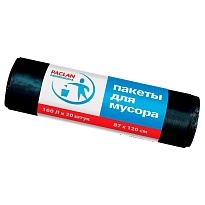 Мешки для мусора 160 л, черные, в рулоне 20 шт., ПВД, 30 мкм, 1200х870 мм, PACLAN Professional, 604082 в Арзамасе