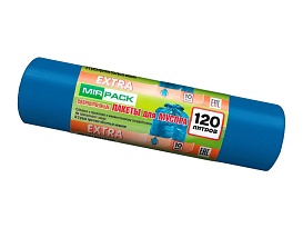 Мешки для мусора 120 л, синие, в рулоне 10 шт., ПНД, 14 мкм, 1100х700 мм, EXTRA, ex1201802 в Арзамасе
