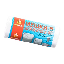 Мешки для мусора 30 л, белые, в рулоне 30 шт., ПНД, 5 мкм, 560х480 мм, Эконом, МЭ2585 (МНЭ 30-30б) в Арзамасе