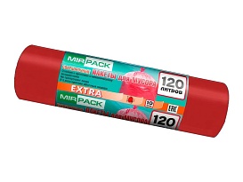 Мешки для мусора 120 л, красные, в рулоне 10 шт., ПНД, 14 мкм, 1100х700 мм, EXTRA, ex1201805 в Арзамасе