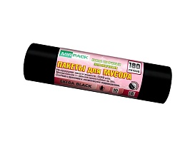 Мешки для мусора 180 л, ароматизированные, черные, в рулоне 10 шт., ПВД, 50 мкм, 1100х930 мм, EXTRA black, 18008301 в Арзамасе