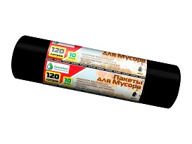 Мешки для мусора 120 л, черные, в рулоне 10 шт., ПНД, 12 мкм, 1100х700 мм, MIRPACK Classik, 1201011 в Арзамасе