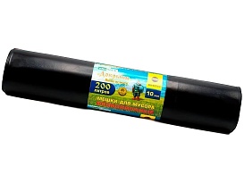 Мешки для мусора 200 л, ароматизированные, черные, в рулоне 10 шт., ПВД, 100 мкм, 1200х800 мм, Добрыня, Dob20010black в Арзамасе