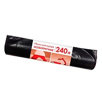 Мешки для мусора 240 л, черные, в рулоне 10 шт., ПВД 100 мкм, 1350х900 мм, Концепция Быта, 603887 в Арзамасе