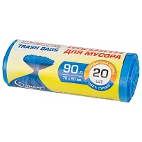 Мешки для мусора 90 л, синие, в рулоне 20 шт., ПНД, 14 мкм, 900х700 мм, LAIMA ULTRA, 607693 в Арзамасе