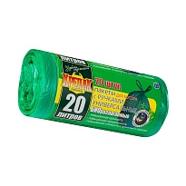 Мешки для мусора 20 л, биоразлагаемые, с ручками, черные, в рулоне 30 шт., ПНД, 10 мкм, 550х440 мм, Крепак, 4607075710047 в Арзамасе