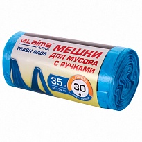 Мешки для мусора 35 л, с ручками, синие, в рулоне 30 шт., ПНД, 9 мкм, 540х500 мм, LAIMA ULTRA, 607683 в Арзамасе