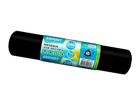 Мешки для мусора 240 л, черные, в рулоне 10 шт., ПВД 80 мкм, 1300х930 мм, EXPORT, exp 24010167 в Арзамасе
