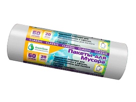 Мешки для мусора 60 л, белые, в рулоне 20 шт., ПНД, 7 мкм, 700х600 мм, MIRPACK Classik, 602052 в Арзамасе