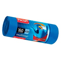 Мешки для мусора 160 л, с ушками, синие, в рулоне 10 шт., ПВД, 30 мкм, 1250х900 мм, PACLAN Multitop, 604064 в Арзамасе