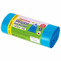 Мешки для мусора 35 л, синие, в рулоне 30 шт., ПНД, 10 мкм, 600х500 мм, Любаша, 608091 в Арзамасе