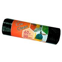 Мешки для мусора 60 л, черные, в рулоне 30 шт., ПНД, 6 мкм, 640х580 мм, Концепция Быта EcoClean, 603890 в Арзамасе