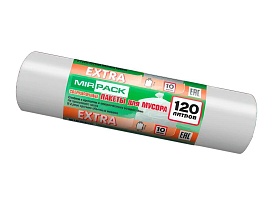 Мешки для мусора 120 л, белые, в рулоне 10 шт., ПНД, 14 мкм, 1100х700 мм, EXTRA, ex1201803 в Арзамасе