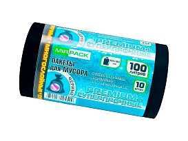 Мешки для мусора 100 л, черные, в рулоне 10 шт., ПВД, 70 мкм, 1000х600 мм, PREMIUM+, 1001076 в Арзамасе