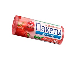 Мешки для мусора 30 л, ароматизированные, Клубника, красные, в рулоне 20 шт., ПНД, 9 мкм, 560х530 мм, GRIFON Aroma, 101-020 K в Арзамасе
