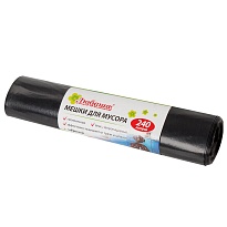 Мешки для мусора 240 л, черные, в рулоне 5 шт., ПВД 30 мкм, 1300х900 мм, Любаша, 605338 в Арзамасе