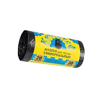 Мешки для мусора 20 л, с ушками, черные, в рулоне 30 шт., ПНД, 10 мкм, 550х440 мм, Крепакоф, 4607075710221 в Арзамасе