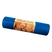 Мешки для мусора 100 л, с завязками, синие, в рулоне 10 шт., ПВД, 40 мкм, 840х670 мм, Концепция Быта Vitalux, 604933 в Арзамасе