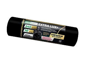 Мешки для мусора 240 л, черные, в рулоне 10 шт., ПВД 60 мкм, 1300х930 мм, EXTRA LUX+, 24010115 в Арзамасе